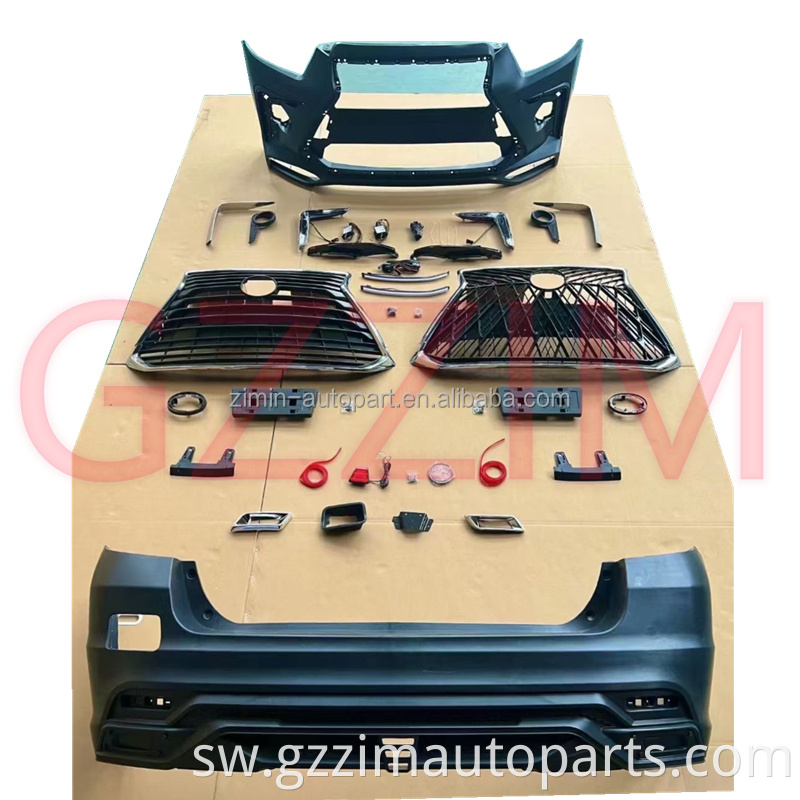 Ubora wa hali ya juu wa PP Plastiki Sehemu za gari Kits Grille Front & Nyuma Bumper Lexs Sinema BodyKit kwa Highlander 2009-2011